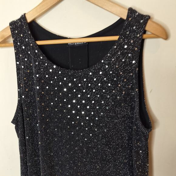 Nally & Millie Silver Paillette Tank Top Shiny Metallic Party - Picture 6 of 11